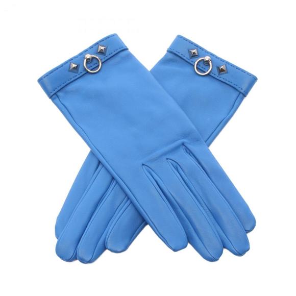 Hermes Medor Leather Gloves for Women, Blue - Picture 1 of 5